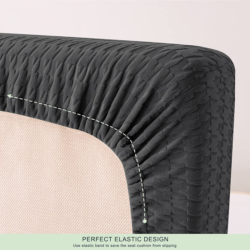 CHUN YI Stretch Houndstooth Couch Cushion Cover Suitable for Armchair Loveseat Sofa, Cushion Seat Slipcover with Spandex Swallow Gird Universal Fabric(Large,Dark Gray) Home & Garden > Decor > Chair & Sofa Cushions CHUN YI   