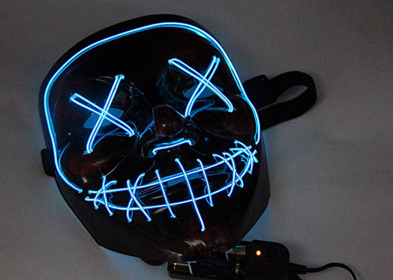 Halloween Mask Led Light up Scary Mask for Festival Cosplay Halloween Masquerade Costume Parties Black Apparel & Accessories > Costumes & Accessories > Masks KAWELL   