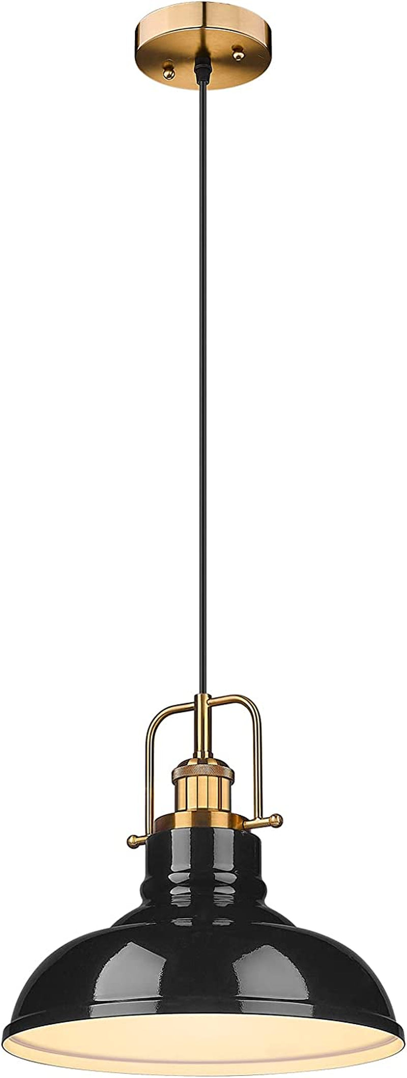 Zeyu 1-Light Industrial Pendant Light, Modern Ceiling Hanging Light Fixture for Kitchen Island Bedroom, Metal Dome Shade, Gray Finish, 016-1 SG Home & Garden > Lighting > Lighting Fixtures zeyu Black and Gold  