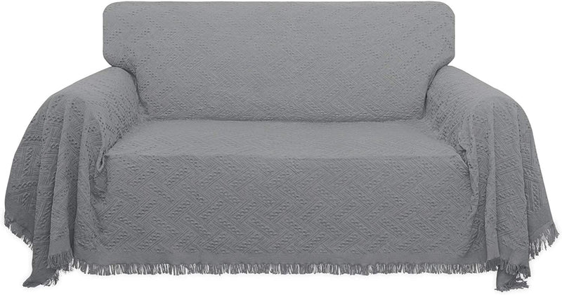 Easy-Going Geometrical Jacquard Sofa Cover, Couch Covers for Armchair Couch, L Shape Sectional Couch Covers for Dogs, Washable Luxury Bed Blanket, Furniture Protector for Pets,Kids(71X 102 Inch,Navy) Home & Garden > Decor > Chair & Sofa Cushions Easy-Going Light Gray Medium 