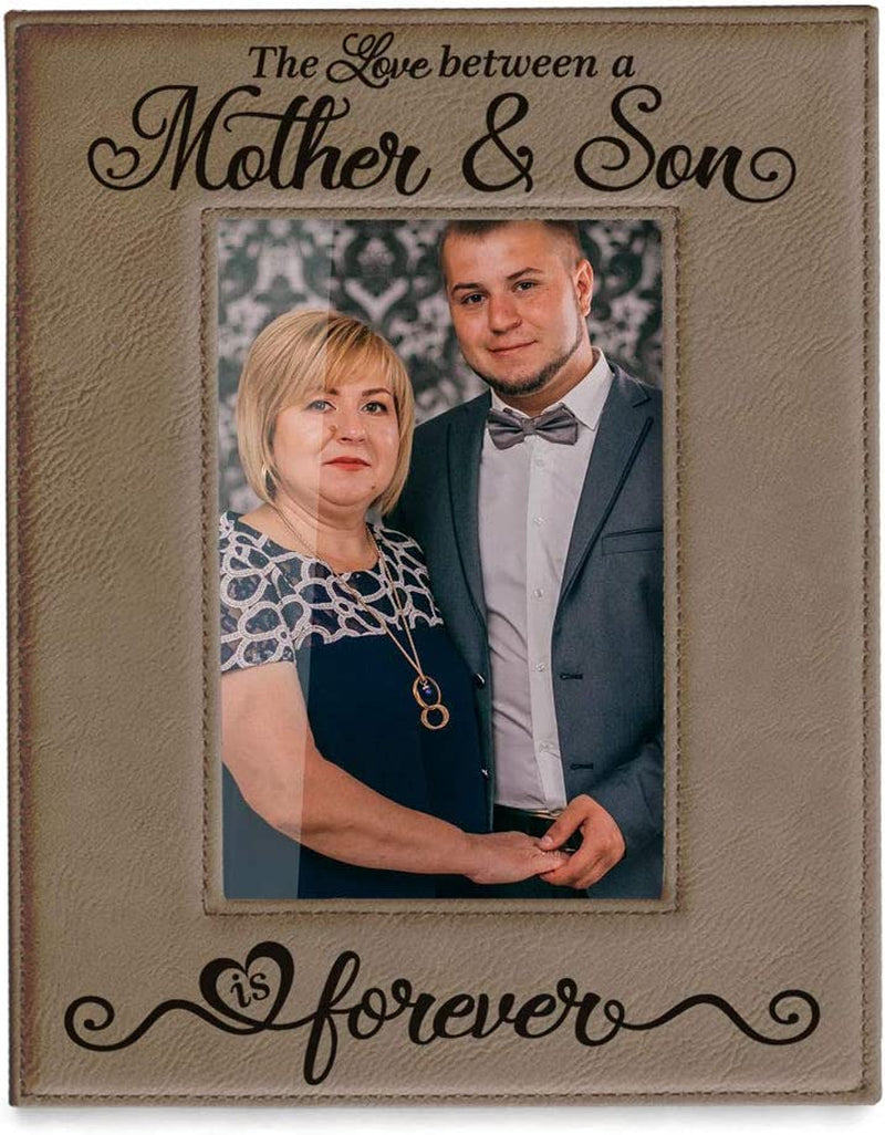 KATE POSH the Love between a Mother & Son Is Forever Engraved Leather Picture Frame, Mother of the Groom, Best Mom Ever, First Mother'S Day, Mommy & Me Gifts (4" X 6" Horizontal) Home & Garden > Decor > Picture Frames KATE POSH 4" x 6" Vertical  