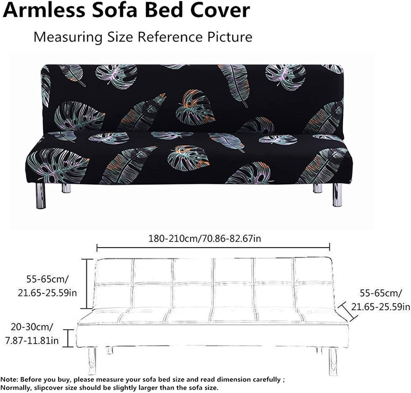 Retractable Sofa Cover, Black Armless Sofa Bed Cover with 92% Polyester, Lightweight Foldable Couch Sofa Bed Futon Cover for Home Decor Home & Garden > Decor > Chair & Sofa Cushions SMMUSEN   