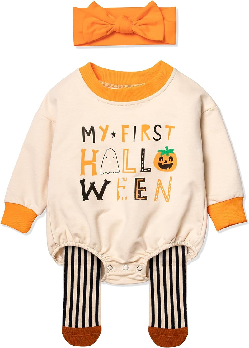 Abbence Baby My First Halloween Girls Boys Outfit Newborn Infant Long Sleeve Sweatshirt Halloween Costumes Fall Clothes  Abbence Orange 0-3 Months 