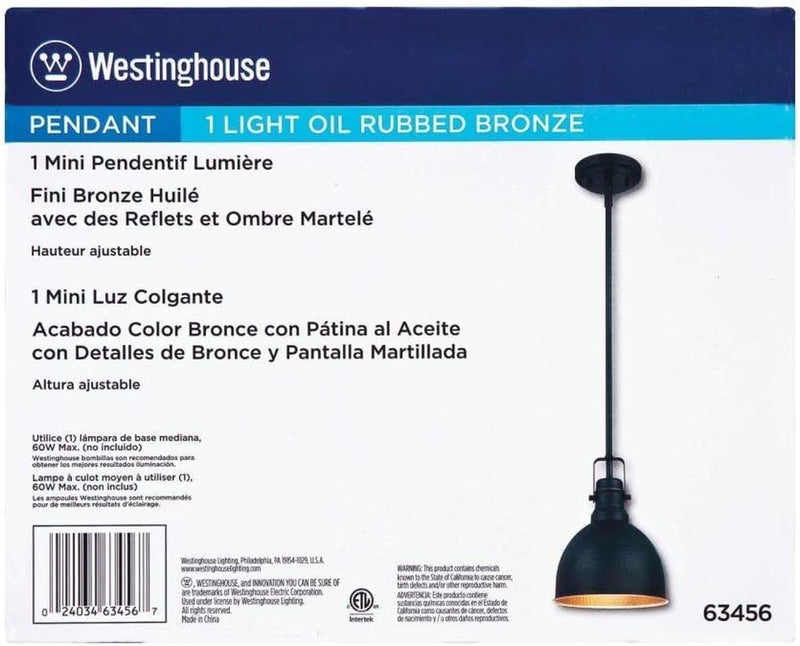 Westinghouse Lighting Westinghouse 6345600 One-Light Mini Pendant Industrial Hammered Oil Rubbed Bronze Finish with Highlights (2 Pack) Home & Garden > Lighting > Lighting Fixtures Westinghouse   
