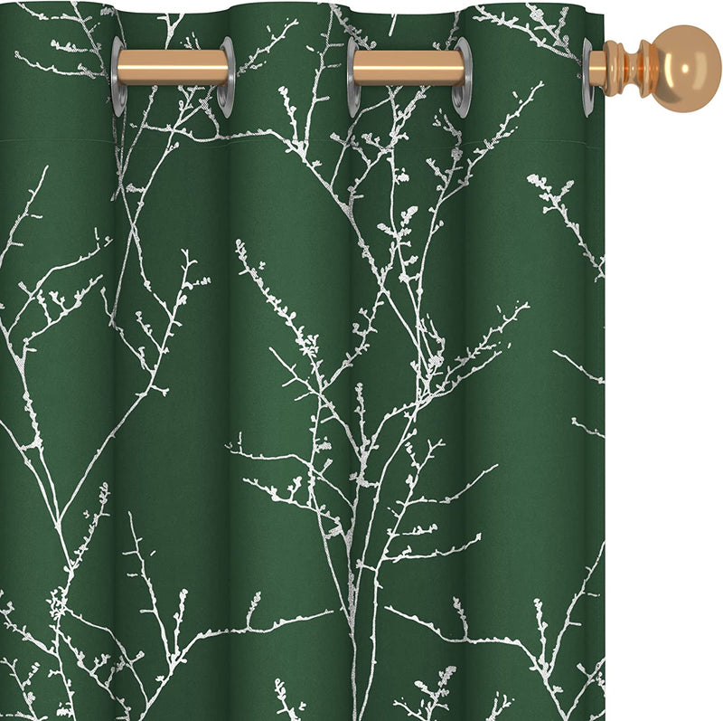 Deconovo Thermal Blackout Curtains for Bedroom and Living Room, 84 Inches Long, Light Blocking Drapes, 2 Panels with Tree Branches Design - 52W X 84L Inch, Beige, Set of 2 Panels Home & Garden > Decor > Window Treatments > Curtains & Drapes Deconovo Moss Green 42W x 63L Inch 