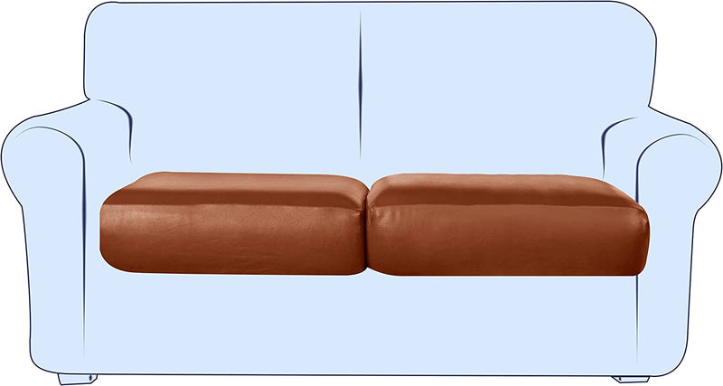 Subrtex Leather Waterproof Cushion Covers Breathable Sofa Seat Slipcpvers for 2-3-4 Seaters Stretch Replacement for Furniture Protector (2 Pack, Taupe) Home & Garden > Decor > Chair & Sofa Cushions SUBRTEX Orange 2 pack 