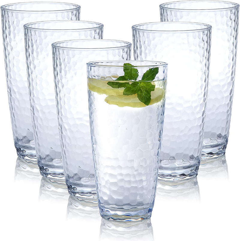 Kurala Unbreakable Plastic Tumbler Cups, Set of 6, Large Water Tumbler Set, 25 Oz Highball Drinking Glasses (Clear) Home & Garden > Kitchen & Dining > Tableware > Drinkware Kurala Set of 6, 25 OZ  