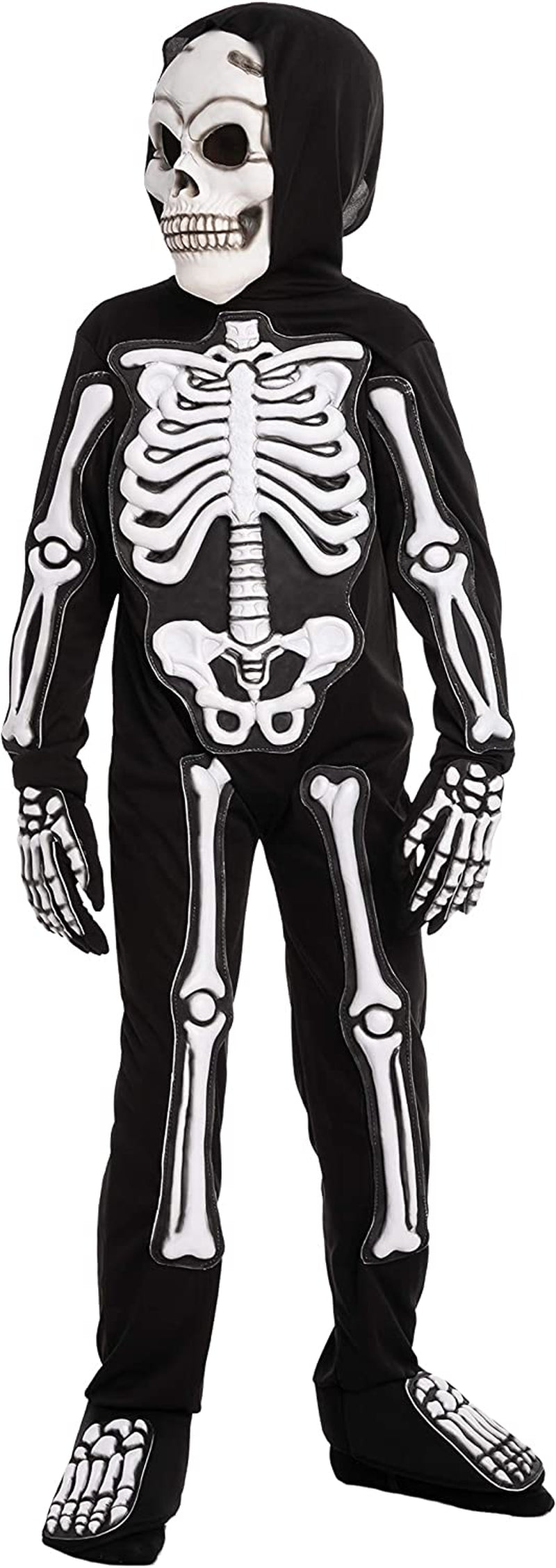 Spooktacular Creations Fierce 3D Skeleton Costume Set for Kids Halloween Dress Up, Role-Play, Carnival Cosplay