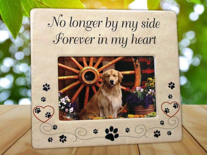 Pet Memorial Ceramic Picture Frame - No Longer by My Side Forever in My Heart - Pet Loss Gifts - Pet Photo Frame - Pet Sympathy Gift - in Memory of a Pet Home & Garden > Decor > Picture Frames BANBERRY DESIGNS   