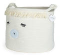 Cute Cotton Rope Storage Baskets - Pink Fox Woven Baby Laundry Basket for Nursery, Stuffed Animal Toy Storage Bin for Kids Rooms, Large Decorative Baby Hamper Basket for Organizing Baby Shower Home & Garden > Household Supplies > Storage & Organization LUXILILY White Lamb  