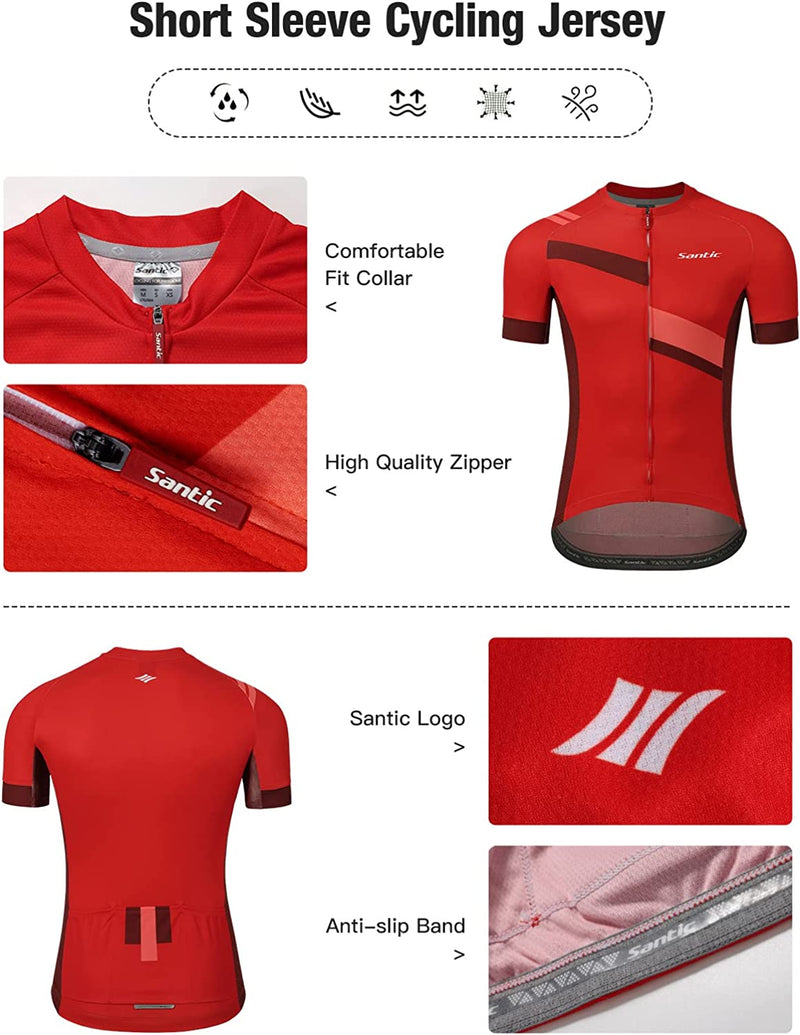 Santic Men'S Cycling Jersey Shorts Sleeve Tops Pro Road Bike Bicycle Shirt Full Zip MTB Clothing with Pockets Sporting Goods > Outdoor Recreation > Cycling > Cycling Apparel & Accessories SANTIC(QUANZHOU) SPORTS CO.,LTD.   