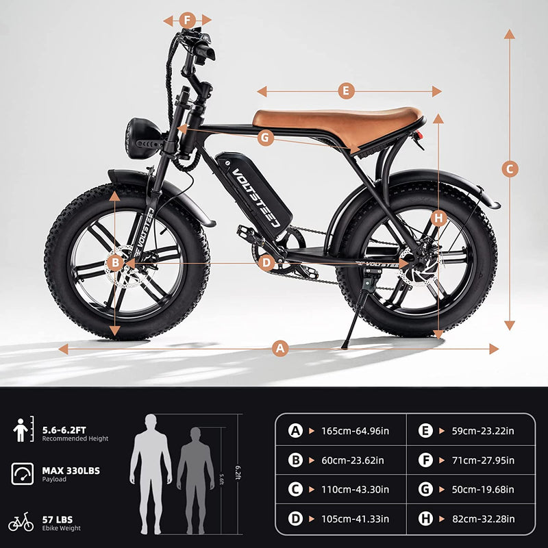 VOLTSTEED UDON Electric Bike, 1000W Motor Electric Bike for Adults 48V 15Ah Removable Battery Ebike, 20" X 4.0 Fat Tire Electric Bicycles, 30MPH 30-80Miles Electric Bike, Shimano 7-Speed Electric Bike