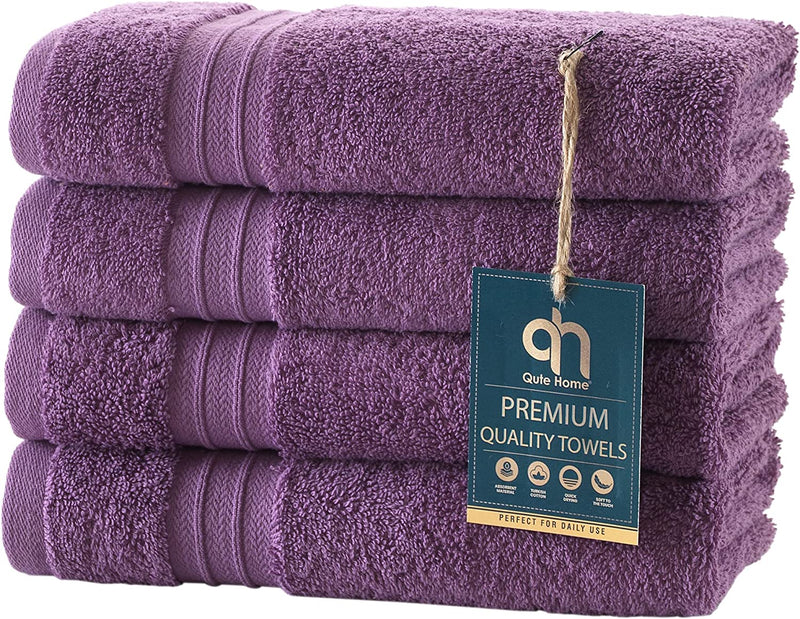 Qute Home 4-Piece Washcloths, Bosporus Collection 100% Turkish Cotton Premium Quality Towels for Bathroom, Quick Dry Soft and Absorbent Turkish Towel, Set Includes 4 Wash Cloths (Coral Red) Home & Garden > Linens & Bedding > Towels Qute Home Mauve Purple 16"x30" Hand Towels 