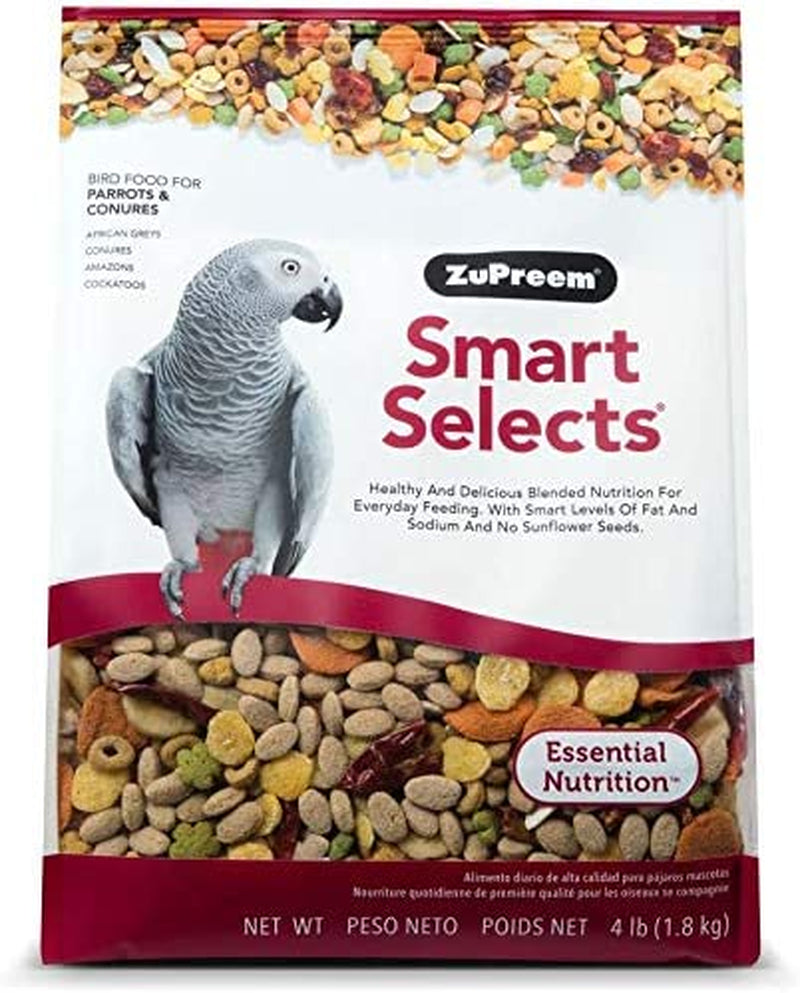 Zupreem Smart Selects Bird Food for Parrots & Conures, 4 Lb - Everyday Feeding for Caiques, African Greys, Senegals, Amazons, Eclectus, Small Cockatoos Animals & Pet Supplies > Pet Supplies > Bird Supplies > Bird Food ZuPreem   