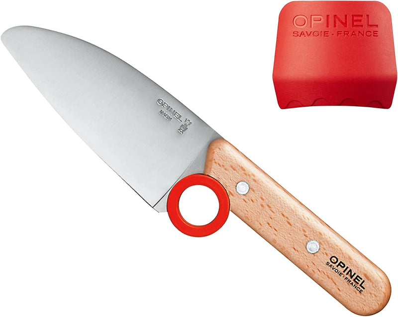 Opinel Le Petit Chef Knife Set, Chef Knife with Rounded Tip, Fingers Guard, for Children, Teaching Food Prep and Kitchen Safety, 2 Piece Set, Made in France