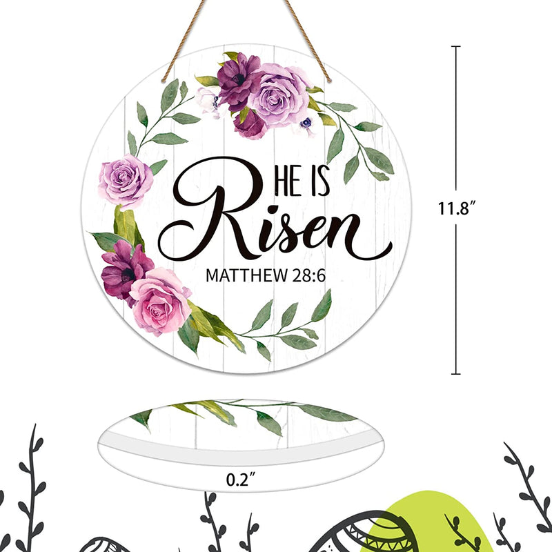 SICOHOME He Is Risen Door Sign 11.8" Vintage Floral He Is Risen Decor Sign Religious Easter Door Hanging Sign for Home Wall Farmhouse Indoor Outdoor Spring Decorations Home & Garden > Decor > Seasonal & Holiday Decorations SICOHOME   