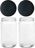 Jarming Collections Extra Wide Mouth Jars 32 Oz with Lids - Glass Storage Jar 32 Oz - with 2 (BPA Free) Plastic Storage Lids - Made in the USA Home & Garden > Decor > Decorative Jars JARMING COLLECTIONS 2 Black Plastic Lids  