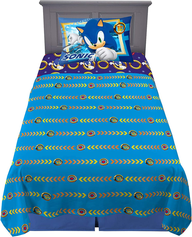 Franco Kids Bedding Super Soft Microfiber Sheet Set, Twin, Sonic the Hedgehog, Anime Home & Garden > Linens & Bedding > Bedding Franco Sonic the Hedgehog Twin 