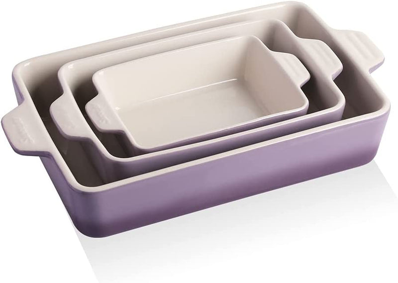 SWEEJAR Ceramic Bakeware Set, Rectangular Baking Dish Lasagna Pans for Cooking, Kitchen, Cake Dinner, Banquet and Daily Use, 11.8 X 7.8 X 2.75 Inches of Casserole Dishes (Navy) Home & Garden > Kitchen & Dining > Cookware & Bakeware SWEEJAR Gradient Purple  