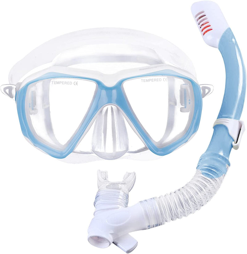 Kids Swim Goggles Scuba Diving Mask Youth No Leak Anti-Fog Swimming Goggles Nose Cover Clear Wide Vision Dive Mask Age 5-15 Sporting Goods > Outdoor Recreation > Boating & Water Sports > Swimming > Swim Goggles & Masks BXT Blue, Snorkeling Set  