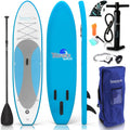 Serenelife Inflatable Stand up Paddle Board (6 Inches Thick) with Premium SUP Accessories & Carry Bag | Wide Stance, Bottom Fin for Paddling, Surf Control, Non-Slip Deck | Youth & Adult Standing Boat Sporting Goods > Outdoor Recreation > Fishing > Fishing Rods SenerelifeHome Marine Blue Paddle Board 