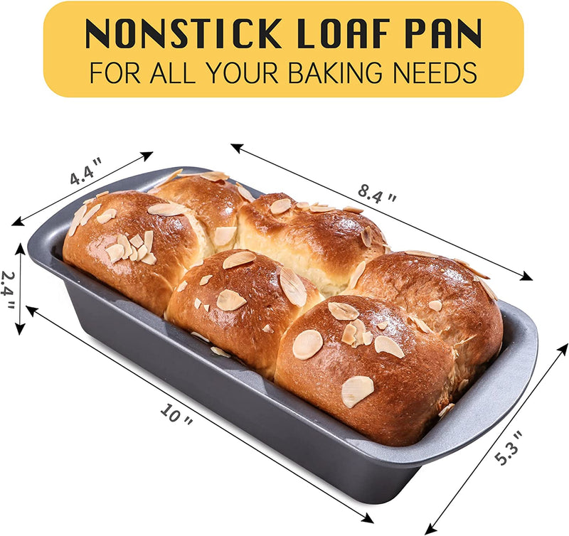 HONGBAKE Bread Pan for Baking Loaf Pan Set 1 Lb Loaf Pan with Wide Grips Nonstick Bread Tin 3 Pack, 8.5 X 4.5 Inch Perfect for Homemade Bread, Grey