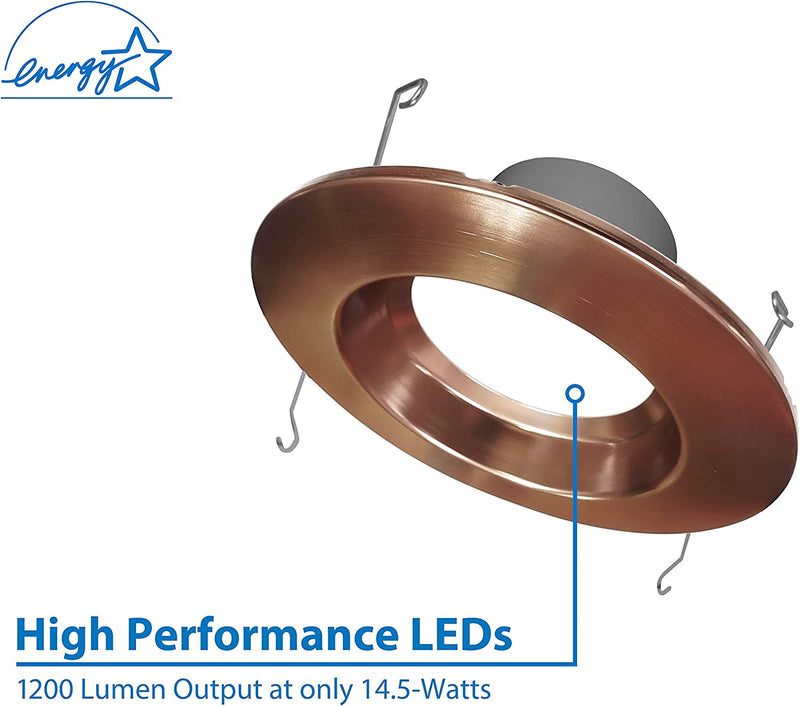 NICOR Lighting DCR562121203KAC Dcr56(V2) High-Output 1200 Lumen Recessed LED Downlight, 5/6, Aged Copper