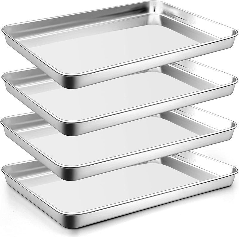 P&P CHEF Baking Cookie Sheet Set of 2, Stainless Steel Baking Sheets Pan Oven Tray, Rectangle 16”X12”X1”, Non Toxic & Durable Use, Mirror Finished & Easy Clean Home & Garden > Kitchen & Dining > Cookware & Bakeware P&P CHEF 4 16 x 12 Inch 