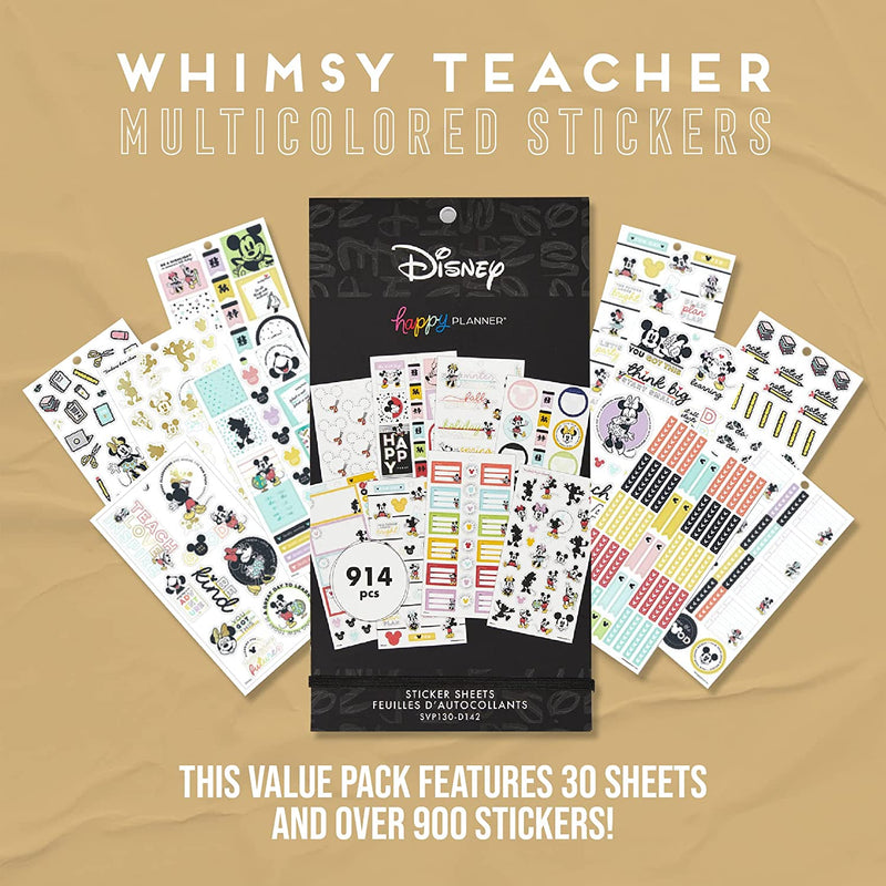Happy Planner Disney Whimsy Teacher Sticker Sheets, Teacher-Planner Stickers, Back-To-School Accessories, Sticker Pads for Planners, 30 Sheets, 914 School-Themed Stickers Sporting Goods > Outdoor Recreation > Winter Sports & Activities The Happy Planner   