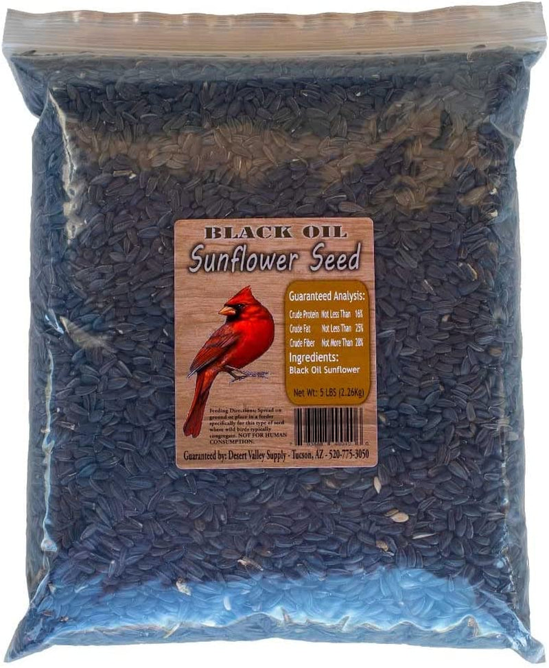 Desert Valley Premium Black Oil Sunflower Seeds - Wild Bird - Wildlife Food, Cardinals, Squirrels, Doves & More (5-Pounds) Animals & Pet Supplies > Pet Supplies > Bird Supplies > Bird Food Desert Valley Supply   