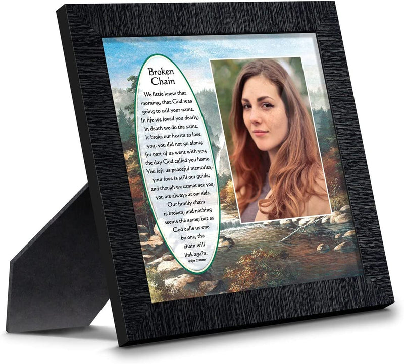 Sympathy Gift in Memory of Loved One, Memorial Picture Frames for Loss of Loved One, Memorial Grieving Gifts, Condolence Card, Bereavement Gifts for Loss of Mother, Father, Broken Chain Frame, 6382BW Home & Garden > Decor > Picture Frames Crossroads Home Décor Charcoal 8x8 w/Picture Opening v2 