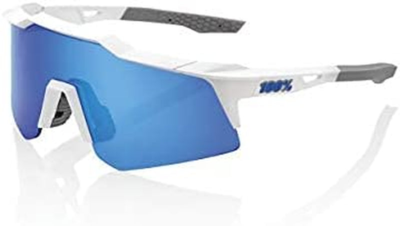100% Speedcraft XS Sport Performance Cycling Sunglasses Premium Vented Baseball Road Bike Triathlon with Interchangeable Lens Sporting Goods > Outdoor Recreation > Cycling > Cycling Apparel & Accessories 100% NEW Matte White - Blue Multilayer Mirror Lens  