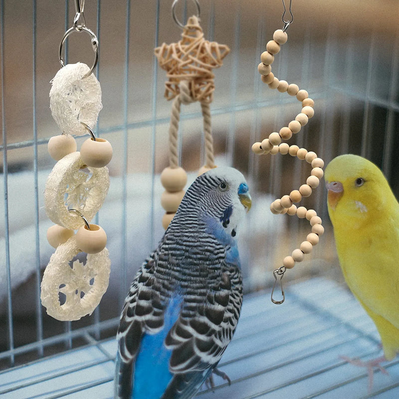 Kewkont Bird Parrot Swing, Chew Toy Toys, All Natural and Safe Non-Toxic, Suitable for Small Parakeets, Budgies, Conures, Finches, Love Birds and Other Small and Medium-Sized Parrots (A) Animals & Pet Supplies > Pet Supplies > Bird Supplies > Bird Toys Kewkont   