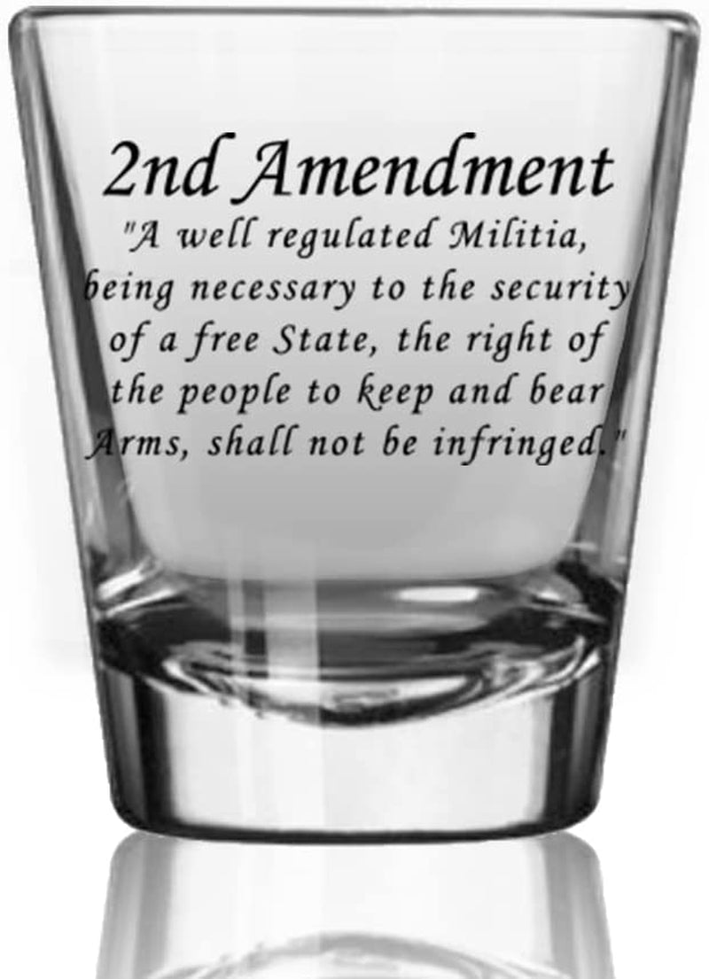 Patriots Cave 2ND Amendment to the Constitution | 2 Oz Bourbon Whiskey Shot Glass | Patriotic Old Fashioned Shot Glasses for Men | Retirement Gifts for Men | 21St Birthday Shot Glass | Made in USA Home & Garden > Kitchen & Dining > Tableware > Drinkware Patriots Cave 2nd Amendment Color | Shot Glass  