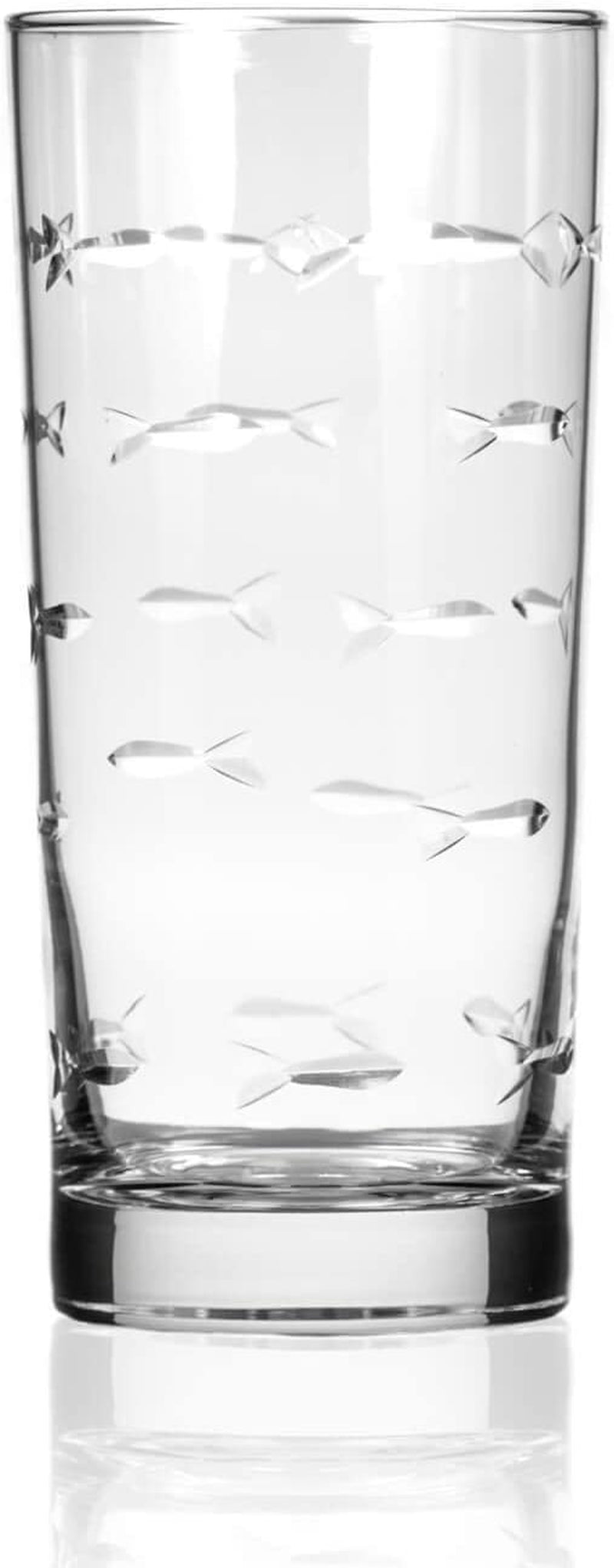 Rolf Glass School of Fish Highball Glass 15 Ounce - Set of 4 Cooler Glasses – Lead-Free Glass - Etched Drinking Glass with Heavy Base - Proudly Made in the USA Home & Garden > Kitchen & Dining > Tableware > Drinkware Rolf Glass   