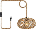 AMZASA Plug in Pendant Light Boho Woven Haning Lamp With15.1Ft Hemp Rope Cord,On/Off Switch Retro Coastal Wicker Rattan Cage Hanging Light for Kitchen Island Bedroom Living Room Home & Garden > Lighting > Lighting Fixtures AMZASA Plug in Pendant Light  