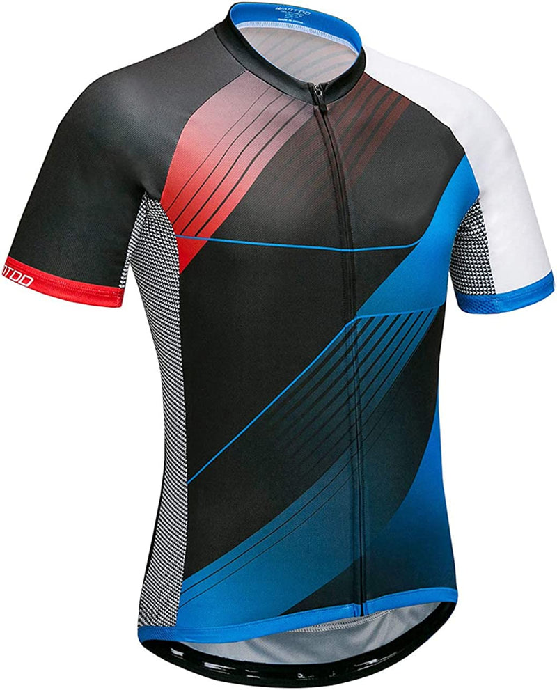 Wantdo Men'S Cycling Jerseys Mountain Bike MTB Jersey Short Sleeve Bike Shirts Breathable Quick Dry Cycling Clothing Sporting Goods > Outdoor Recreation > Cycling > Cycling Apparel & Accessories Wantdo Blue Muti XX-Large 