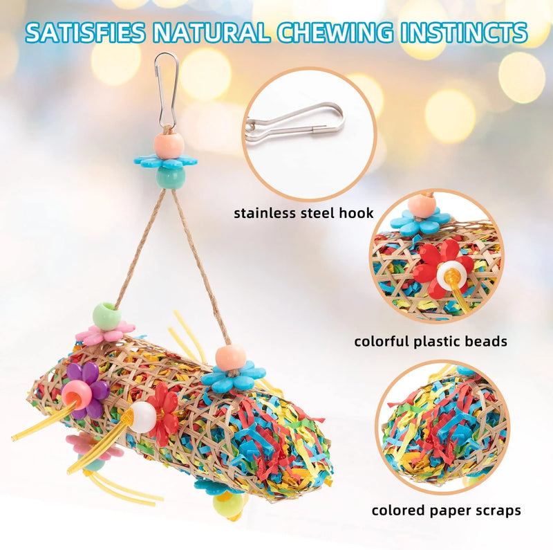 RLRICH 6 Pack Bird Colorful Chewing Toys Parrot Foraging Shredder Toys Shred Hanging Foraging Toys,Comfy Perch Parrot Toys for Rope Bungee Bird Toy Animals & Pet Supplies > Pet Supplies > Bird Supplies > Bird Toys RLRICH   