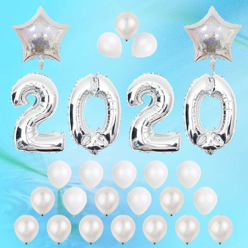 NUOLUX 27 Pcs 16 Inch 2020 Foil Graduation Decorations Balloons for Events New Years Eve Party Supplies Silver Arts & Entertainment > Party & Celebration > Party Supplies NUOLUX   