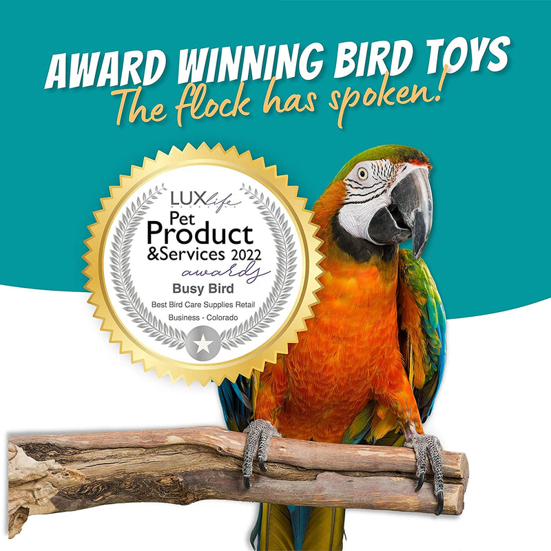 Busy Bird | Strip Foraging Bird Toy - Non-Removable Wing Nuts, Hex Nuts and Quick Link for Additional Toys - 100% Metal, Ultimate Brain Teaser and Mind Game for Medium to Extra Large Birds Animals & Pet Supplies > Pet Supplies > Bird Supplies > Bird Toys Busy bird for birds that like to screw around   