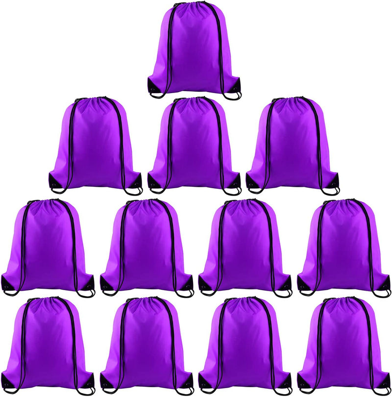 KUUQA 12 Pcs Drawstring Backpack Bags Sport Gym Sack Cinch Bags Bulk for School Traveling and Storage (Purple) Home & Garden > Household Supplies > Storage & Organization KUUQA Purple  