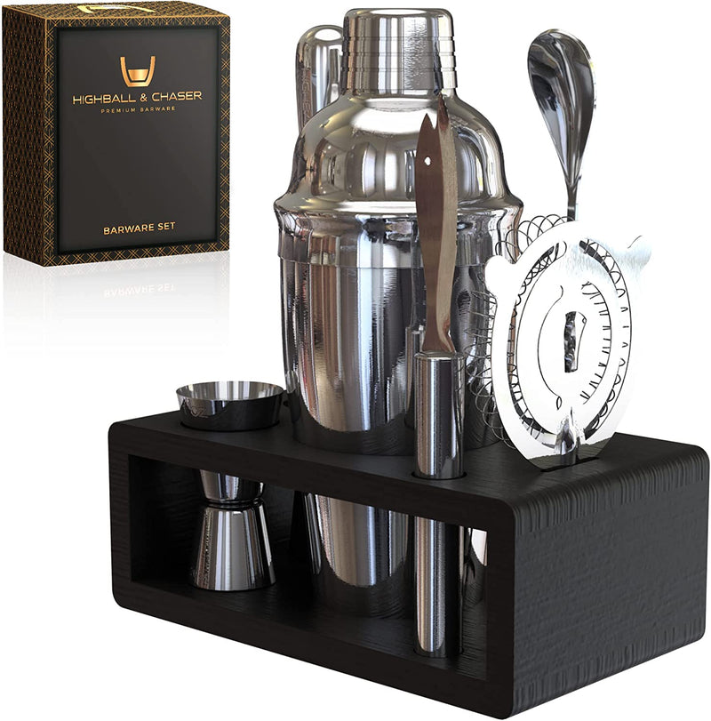 Highball & Chaser Elite 6-Piece Cocktail Shaker Set: Complete Bartender Kit for Home Bar Stainless Steel Mixology Bartender Kit with Stand Cocktail Set for Beginners | plus E-Book with 30 Recipes Home & Garden > Kitchen & Dining > Barware Highball & Chaser   