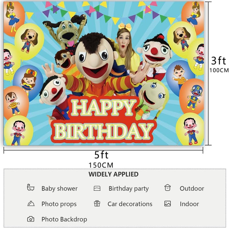 Beto Y Bely Birthday Party Supplies,5X3 Ft Beto Y Bely Cartoon Happy Birthday Baby Shower Banner.Suitable for Boys'Girl Birthday Party Decoration.  HANJIEJIE   