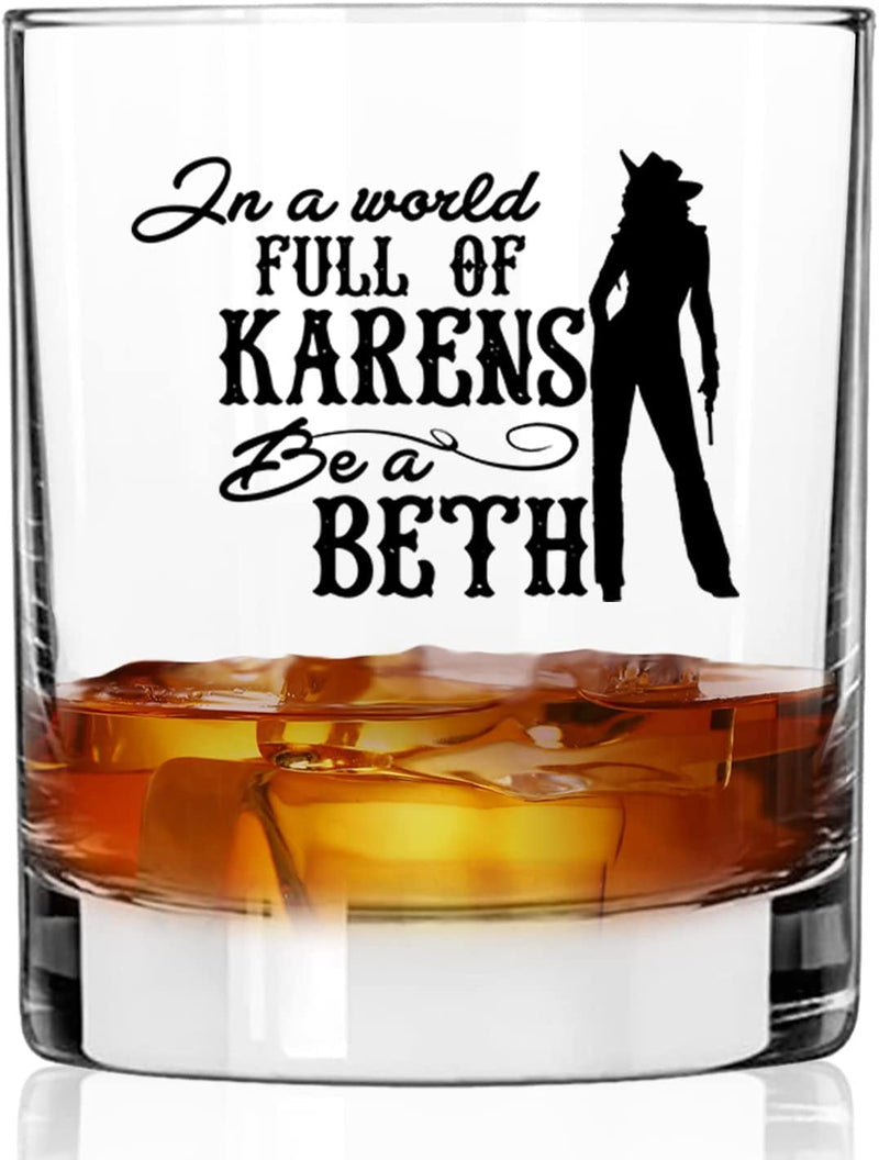 Toasted Tales in a World Full of Karen'S Be a Beth | Old Fashioned Whiskey Glass Tumbler | Rocks Barware for Scotch, Bourbon, Liquor and Cocktail Drinks | Quality Chip Resistant Home & Garden > Kitchen & Dining > Tableware > Drinkware Toasted Tales A World Full Of Karen's Be A Beth 1 Count (Pack of 1) 