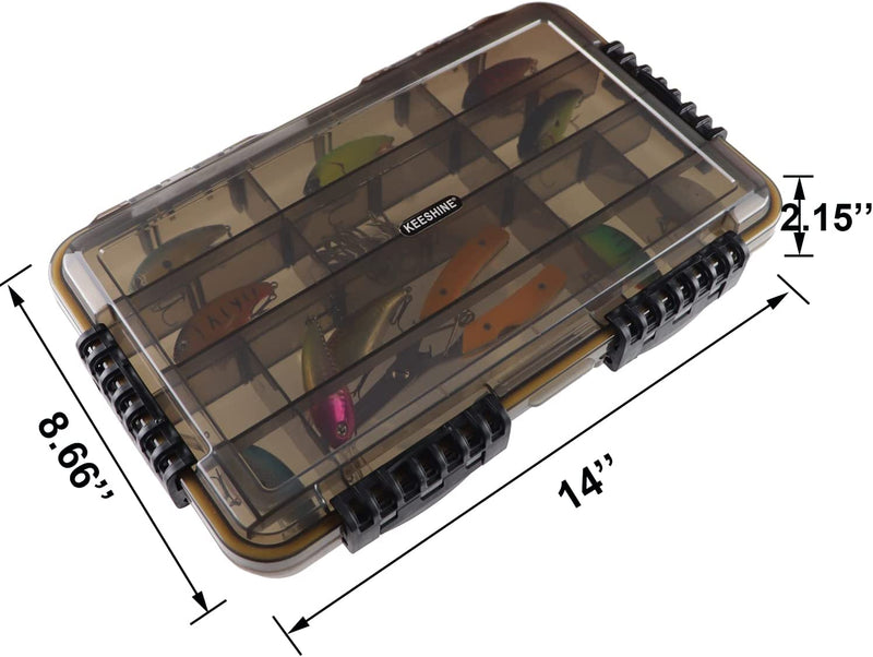 KEESHINE Waterproof Fishing Tackle Box, 3700 Tray Organizer with Adjustable Dividers,Sun Protection, Thicker Frame Sporting Goods > Outdoor Recreation > Fishing > Fishing Tackle KEESHINE   