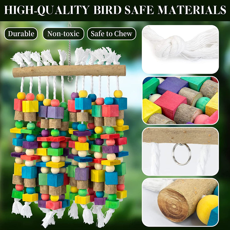 AK KYC Large Bird Parrot Toys, Multicolored Natural Wooden Blocks Bird Parrot Tearing Toys Suitable for Macaws Cockatoos,African Grey and a Variety of Parrots Animals & Pet Supplies > Pet Supplies > Bird Supplies > Bird Toys AK KYC   