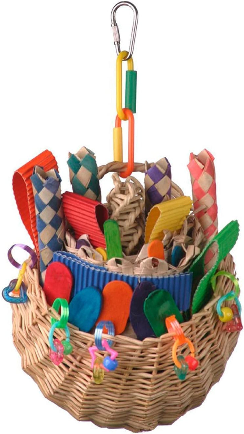 Super Bird Creations SB669 Wicker Foraging Basket Bird Toy with Array of Chewable Toys for Parrots, Medium Size, 10” X 4” X 5”, Varies, 1 Count (Pack of 1) Animals & Pet Supplies > Pet Supplies > Bird Supplies > Bird Toys Super Bird Creations   