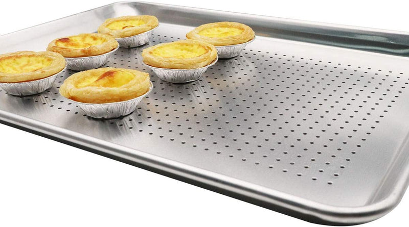Firsmat Aluminum Perforated Half Sheet Pan for Baking Half Size Bakery Sheet Tray Metal Cookware Medium Bakeware 13X18 Inches