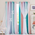 NICETOWN Stars and Moon Hollow-Out Blackout Curtains for Kids Room / Nursery, Grommet Top 2 Layer Window Treatment Curtain Panels for Living Room / Thanksgiving (2-Pack, W52 X L84 Inches, Navy Blue) Home & Garden > Decor > Window Treatments > Curtains & Drapes NICETOWN Pink & Purple W52 x L63 