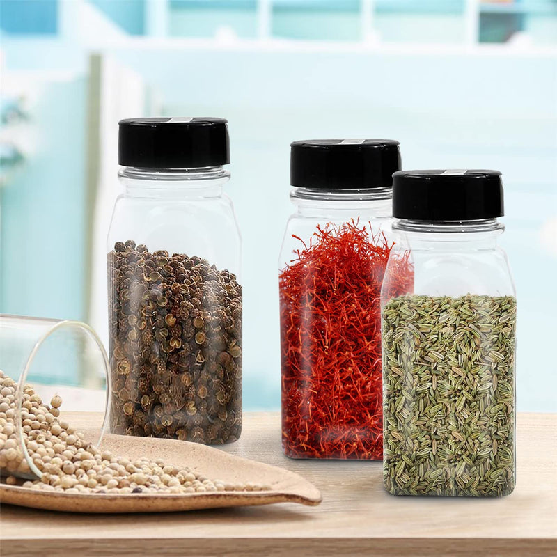 Royalhouse - 6 Pack 14 Oz Plastic Spice Jars with Black Cap, Clear and Safe Plastic Bottle Containers with Shaker Lids for Storing Spice, Herbs and Seasoning Powders, Made in the USA Home & Garden > Decor > Decorative Jars RoyalHouse   